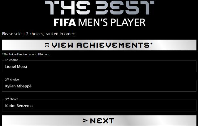 九游官方平台-体坛FIFA男足选票：评选无难度，更无争议